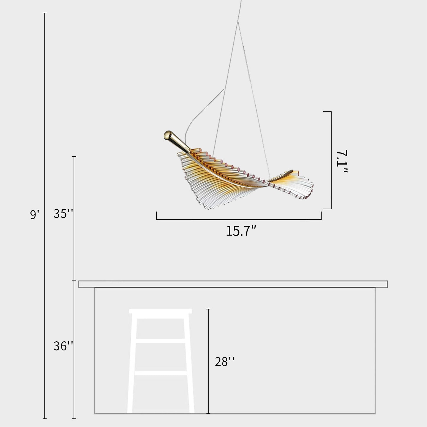 Feather Leaf Pendant Light
