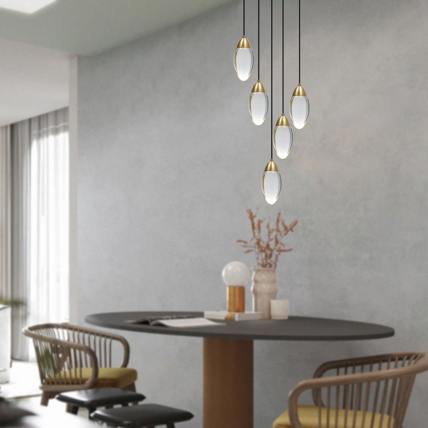 Brass Crystal Pendant Light