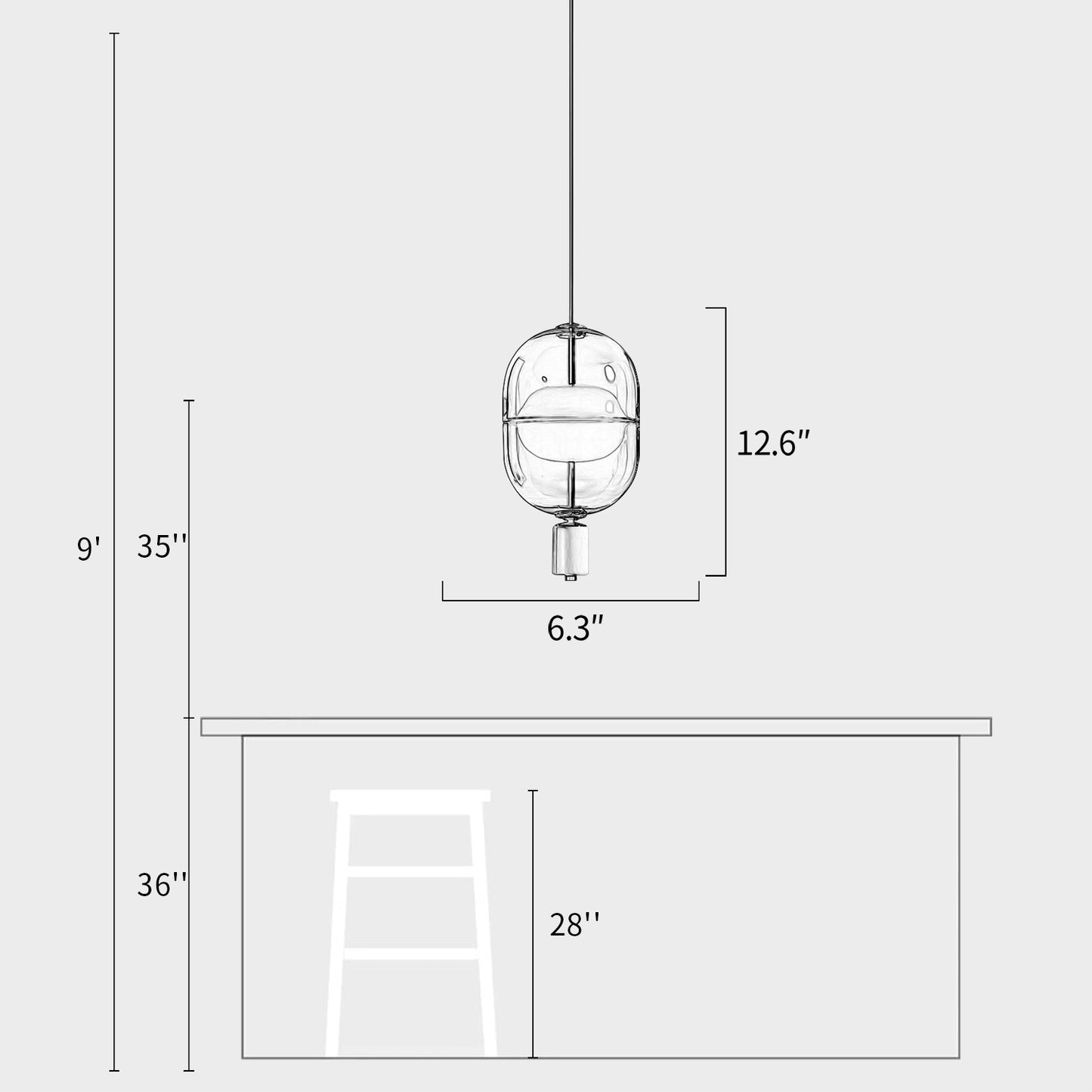 Chaplin Glass Pendant Light