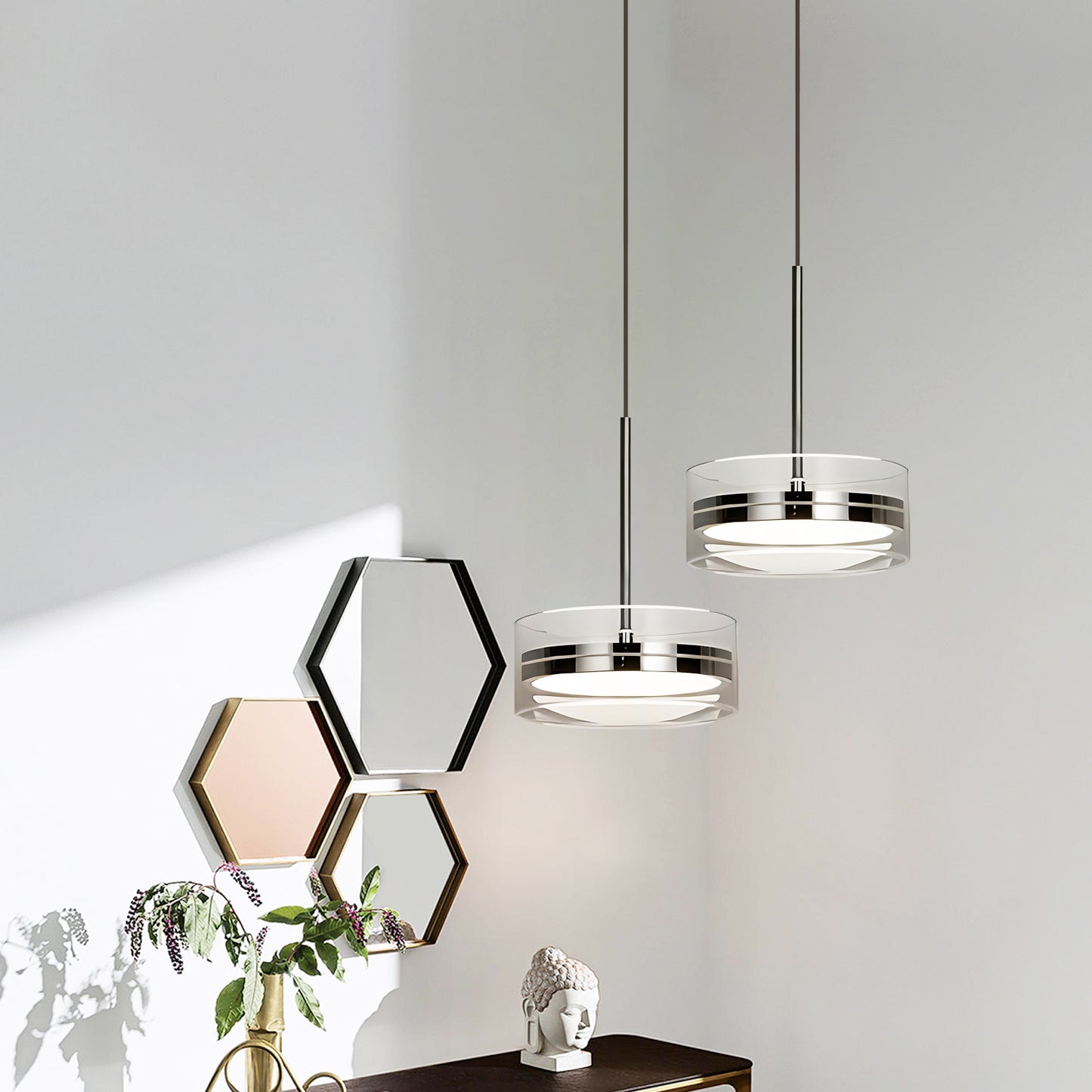 Drum-Shaped Pendant Light