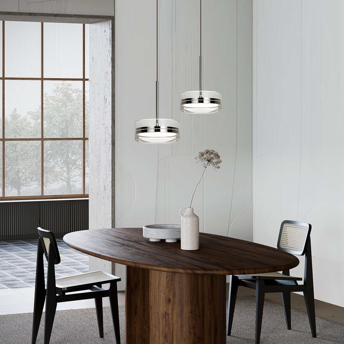 Drum-Shaped Pendant Light