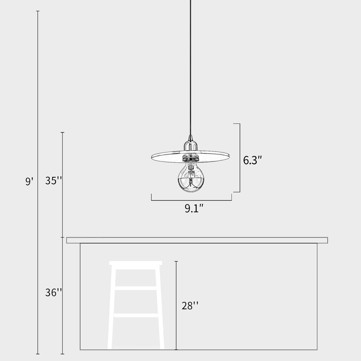 Flat Glass Pendant Light