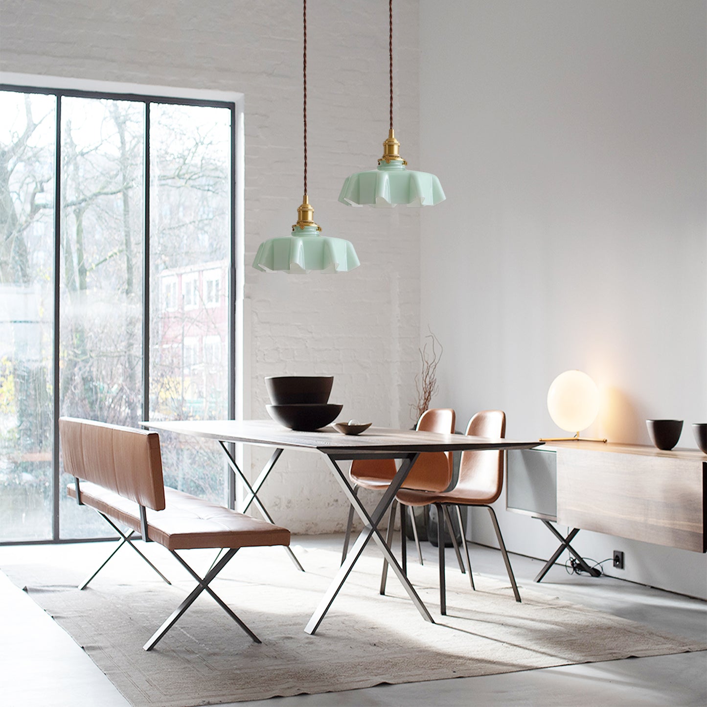 Glass Floral Pendant Lamp