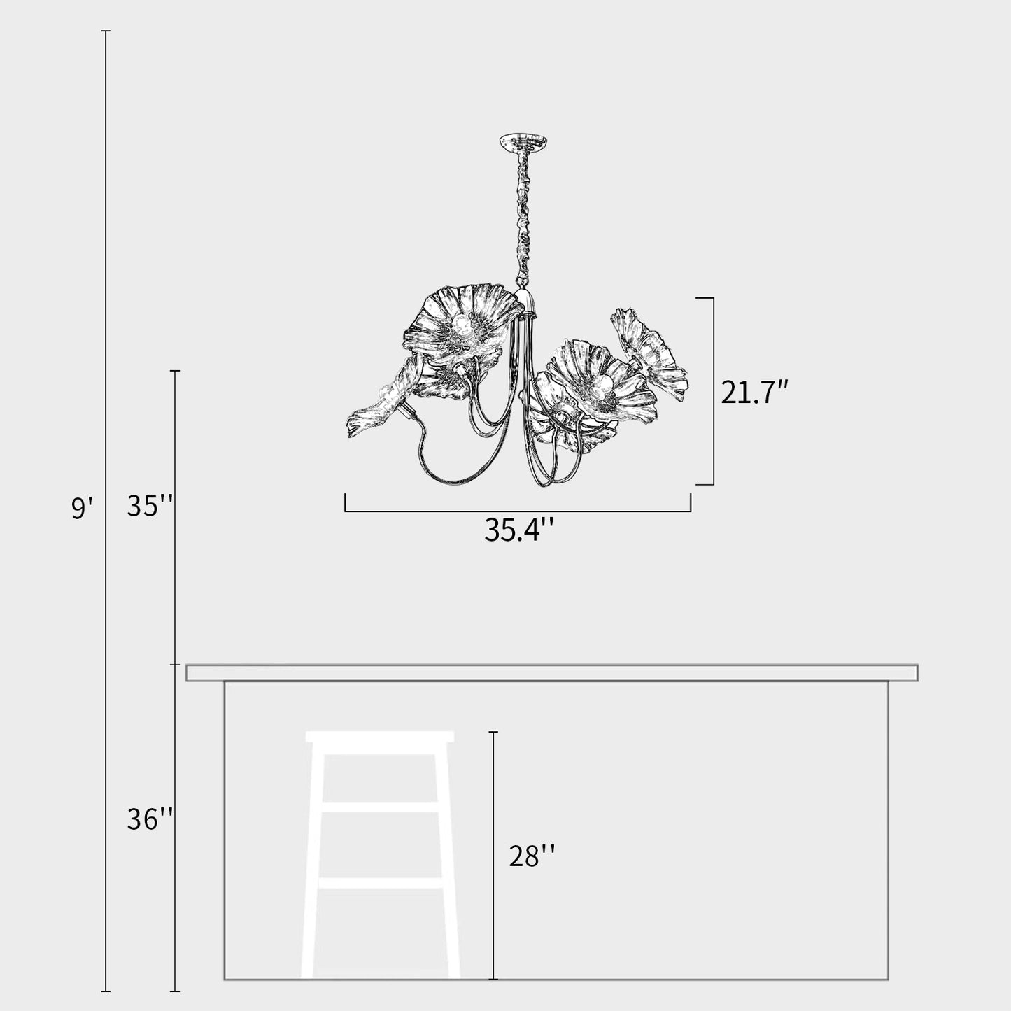 Lotus Leaf Glass Chandelier