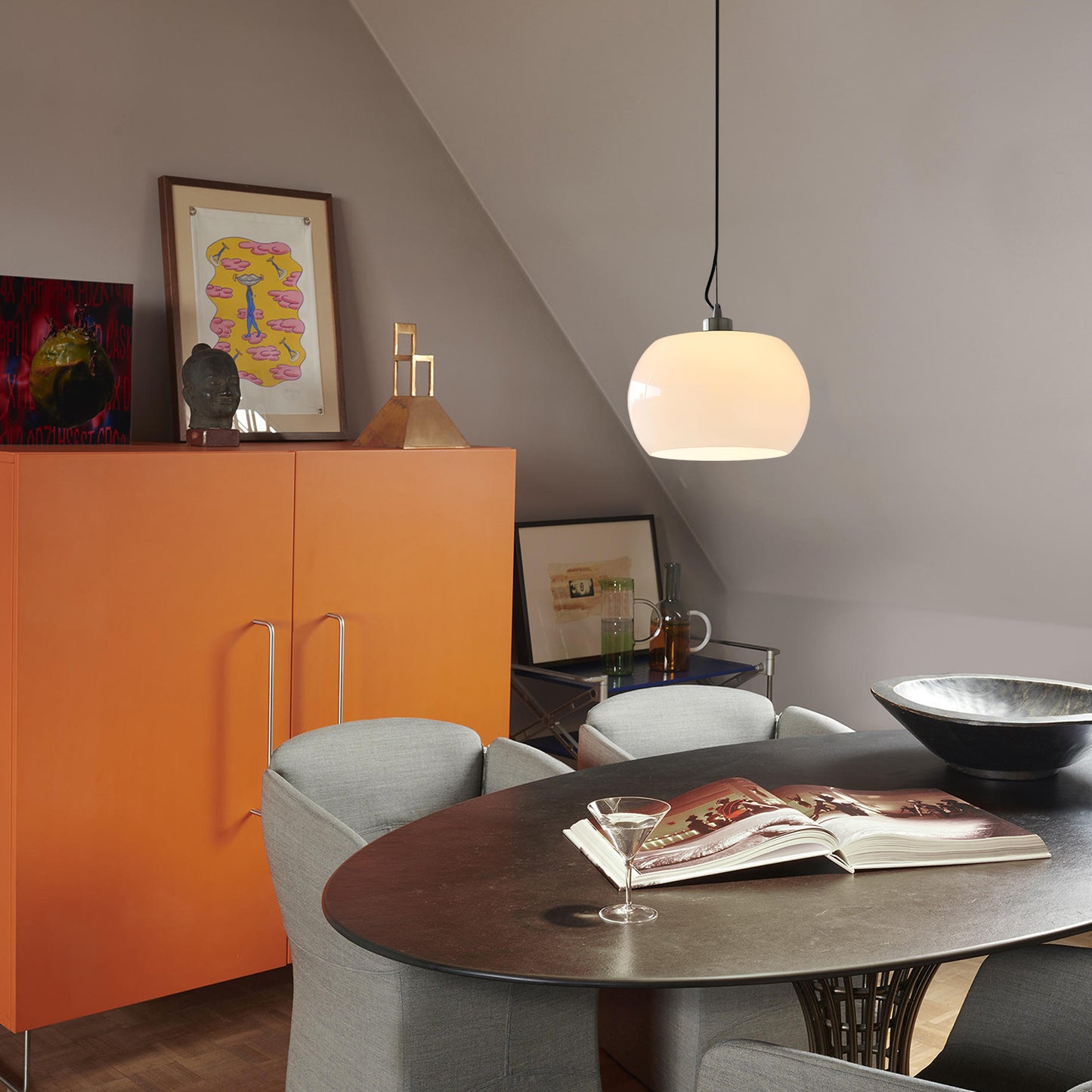 Persimmon Oval Glass Pendant