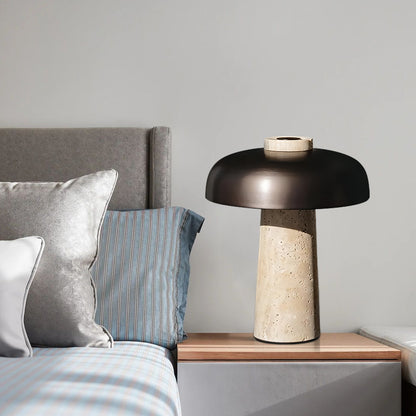 Travertine Mushroom Table Lamp