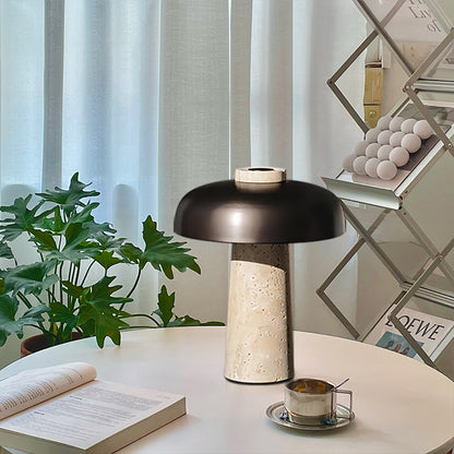 Travertine Mushroom Table Lamp