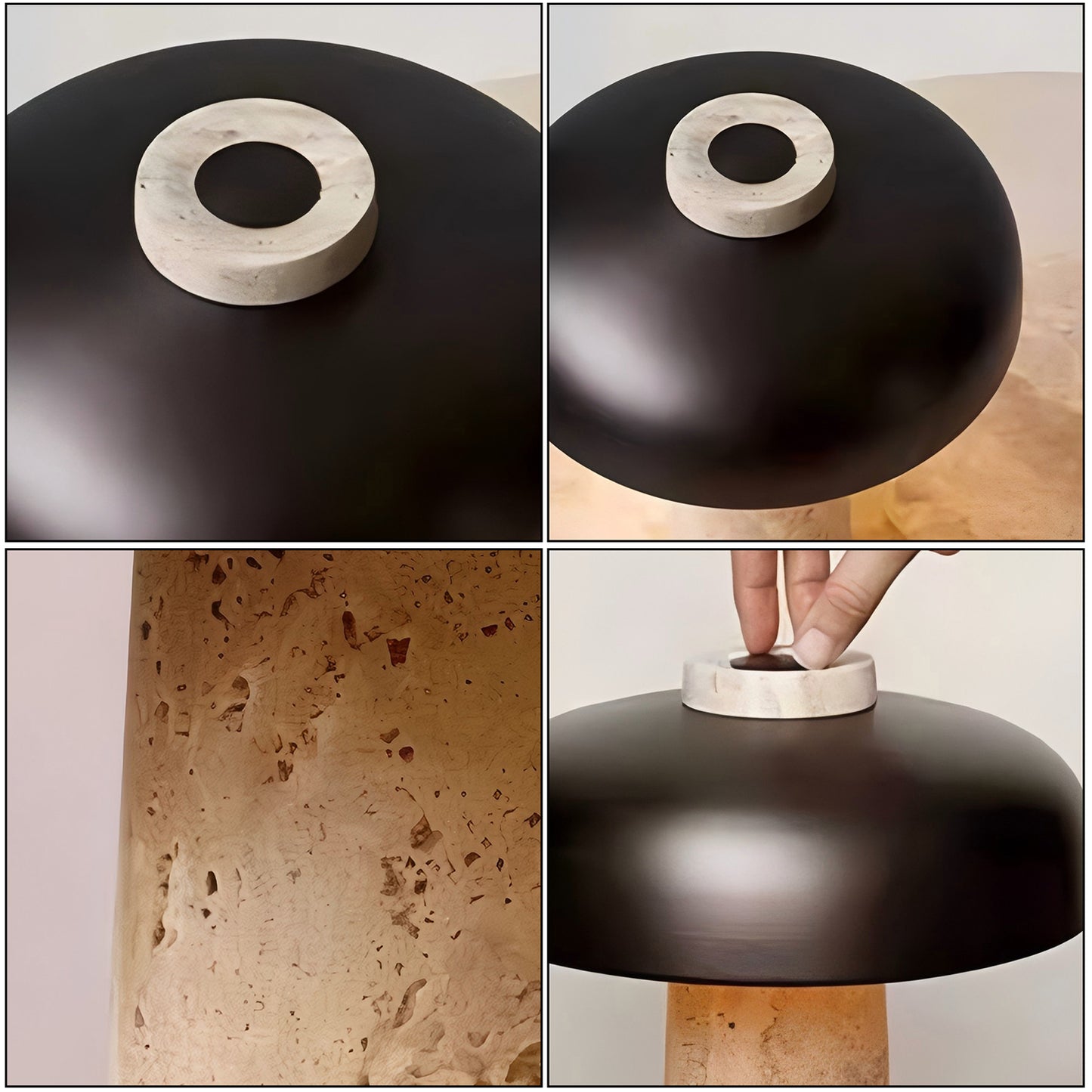 Travertine Mushroom Table Lamp