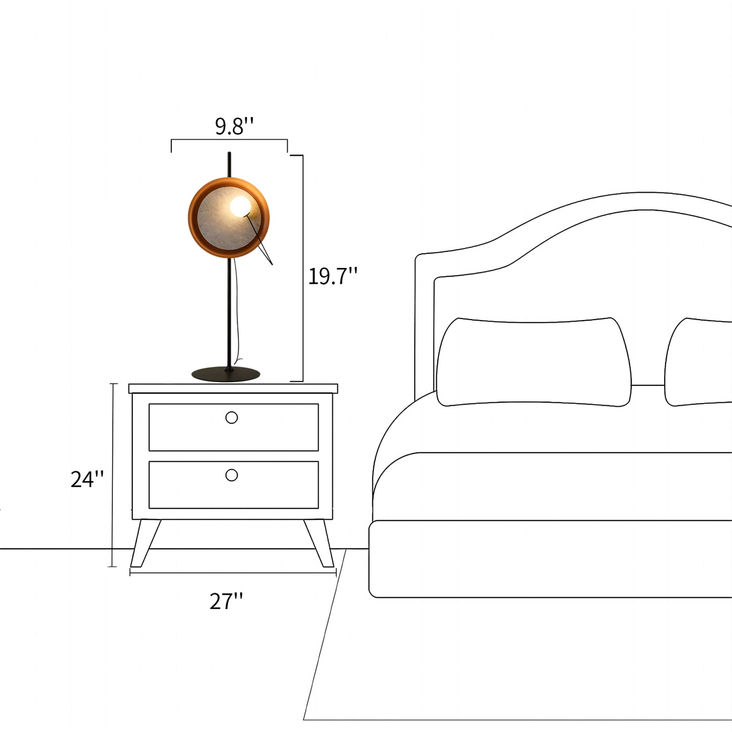Wire Round Table Lamp